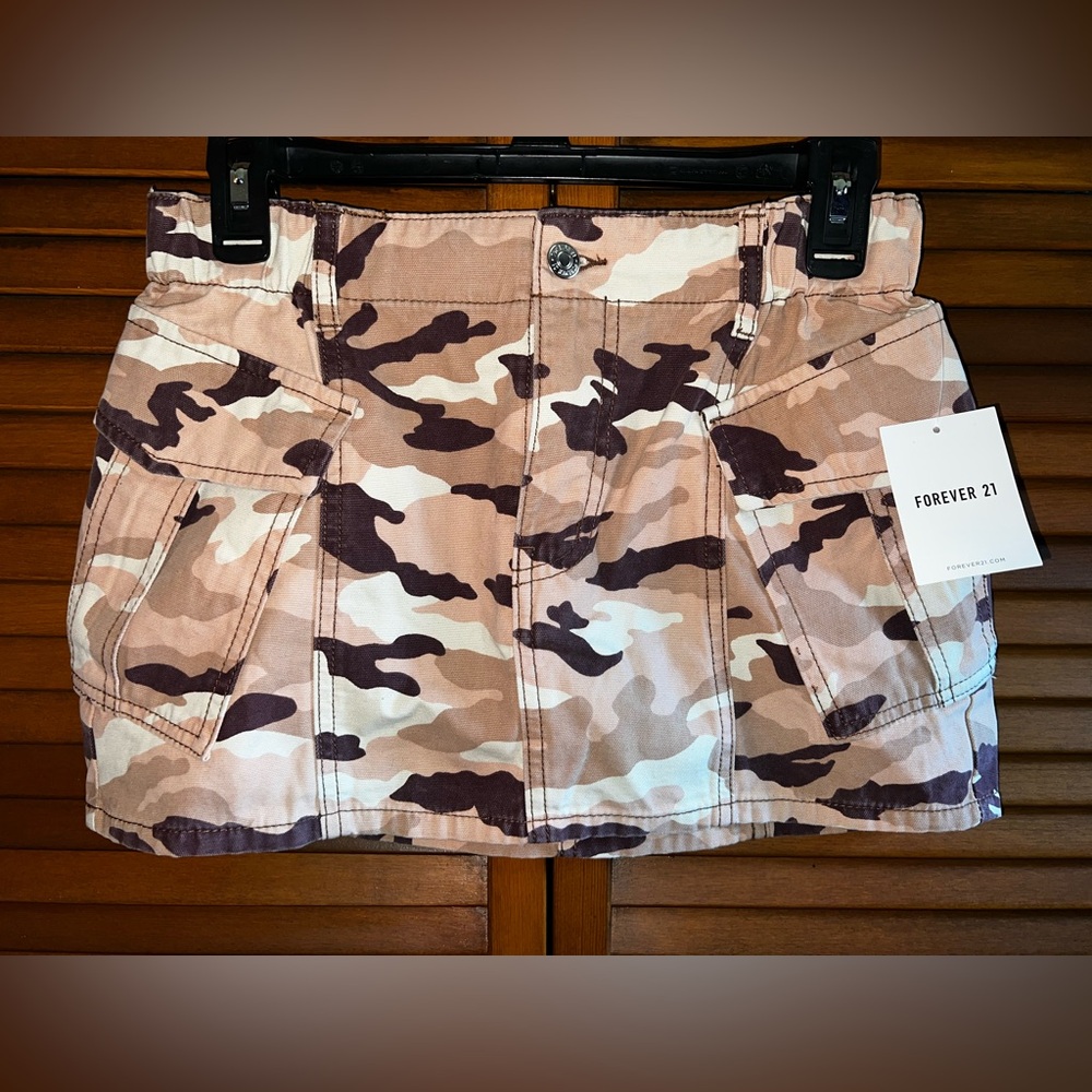 Forever 21 Brown Camo Jean Skirt